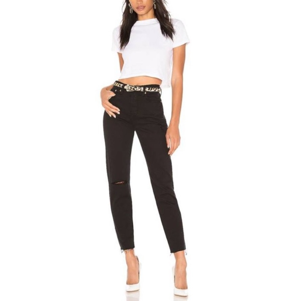 LEVIS Distressed Wedgie Raw Hem Black Denim Jeans